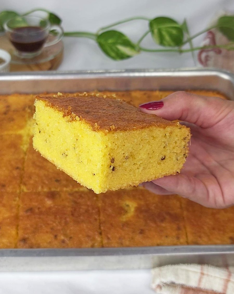 Bolo de Fubá sem trigo Fofinho e úmido